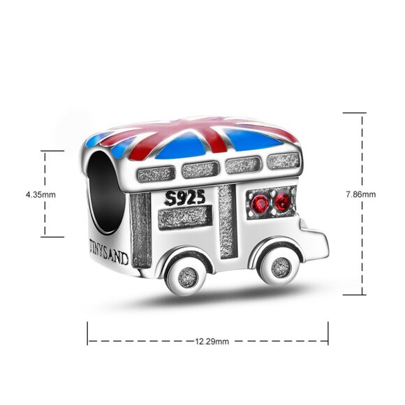 NWOT 925 sterling silver British Double Decker Bus Euro charm Fits Pandora - Picture 2 of 2